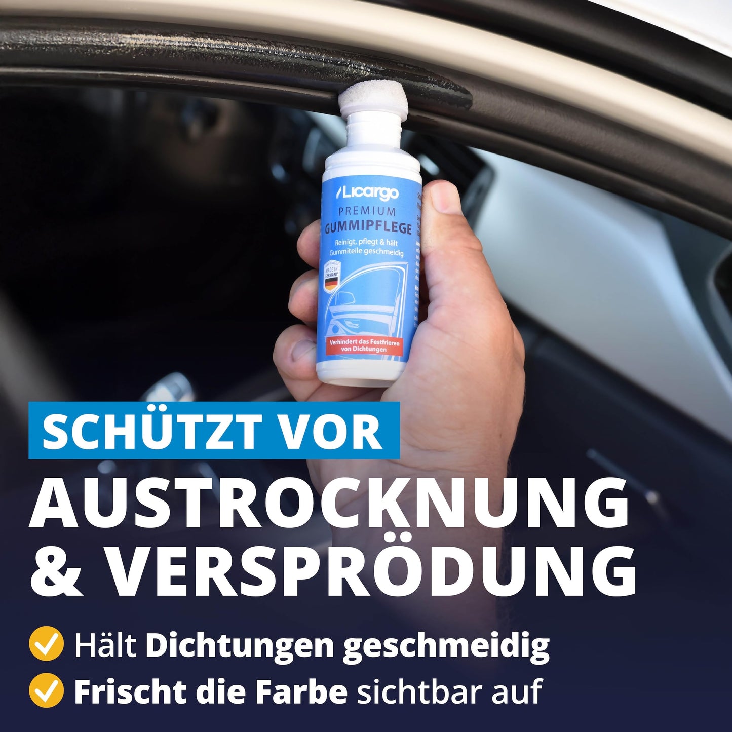 Licargo Gummi-Pflegestift 75 ml – Gummi-Pflege für Autodichtungen – Für Türdichtungen und Fensterdichtungen