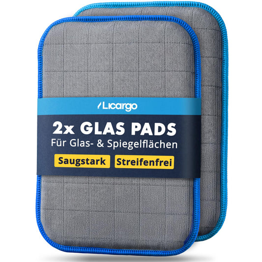 Licargo 2er-Pack Glasreinigungstücher – Mikrofaser-Glastuch 16 x 22 cm – streifenfrei für Autoscheiben und Spiegel