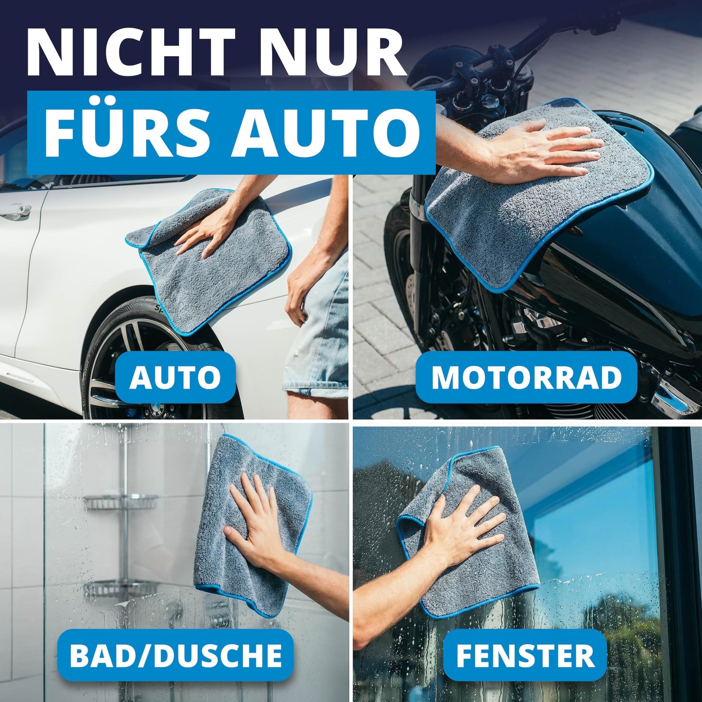 Licargo Mikrofasertücher für das Auto, 2er-Set – 1100 GSM – 40 x 40 cm – fusselfrei und lackschonend