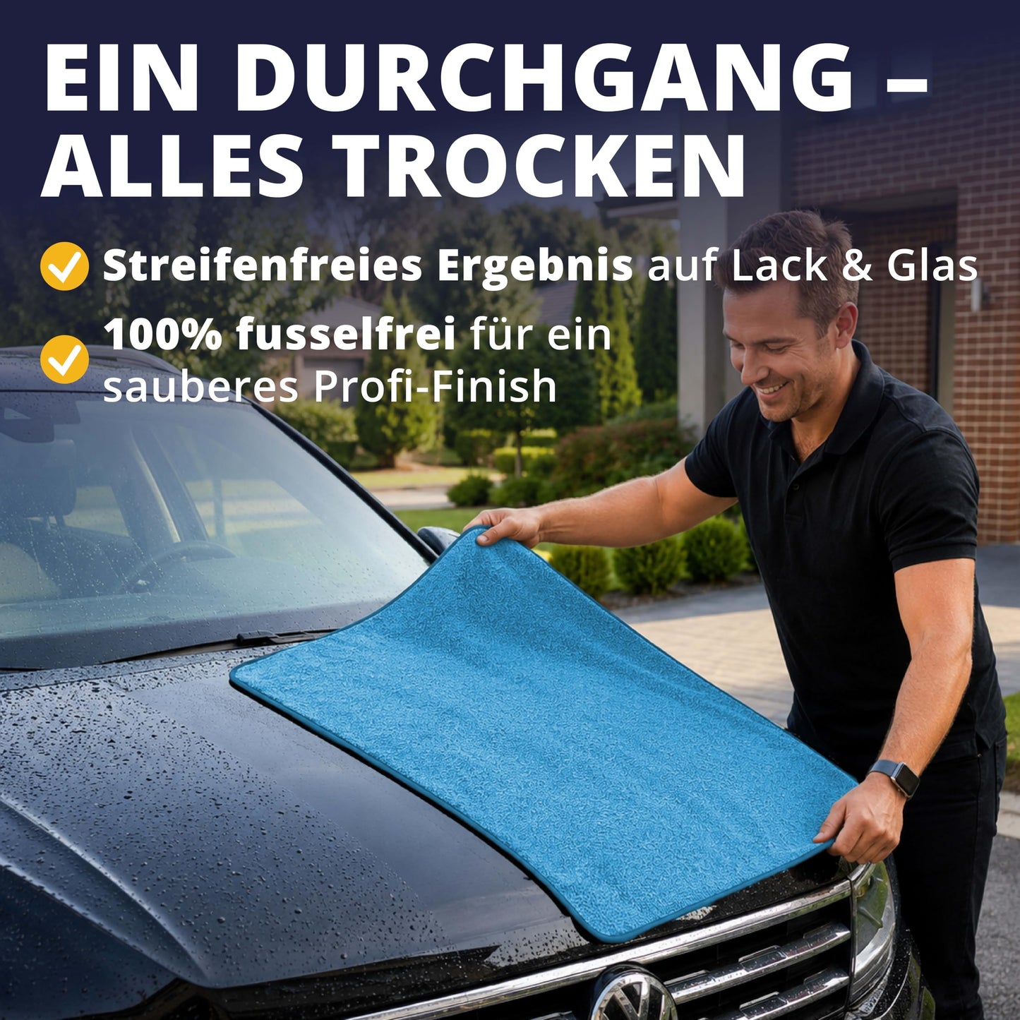 LICARGO Autotrockentuch XXL – Mikrofaser-Trockentuch – 90 x 60 cm – 550 GSM – blau