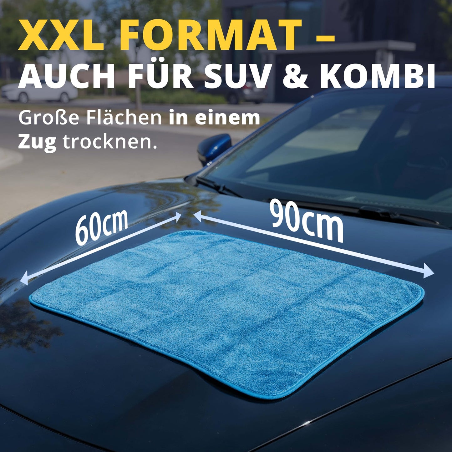 LICARGO Autotrockentuch XXL – Mikrofaser-Trockentuch – 90 x 60 cm – 550 GSM – blau