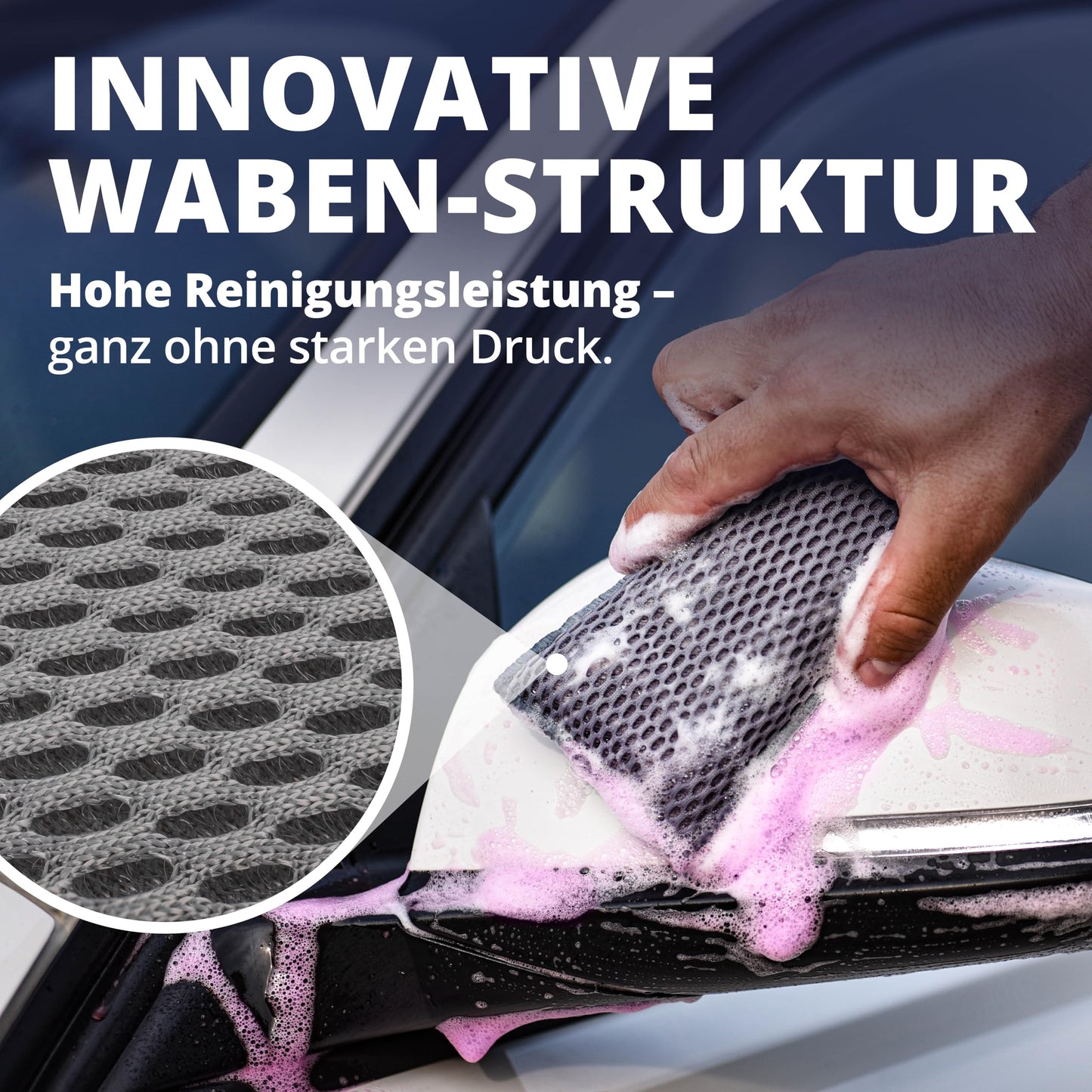 Licargo Insektenschwamm für das Auto, 3er-Set – Mikrofaser-Wabenstruktur – 13 x 8 cm