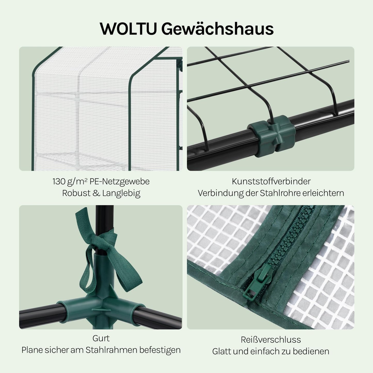 WOLTU Tomatengewächshaus - Foliengewächshaus mit 3 Etagen - weiß - 143 x 143 x 195 cm