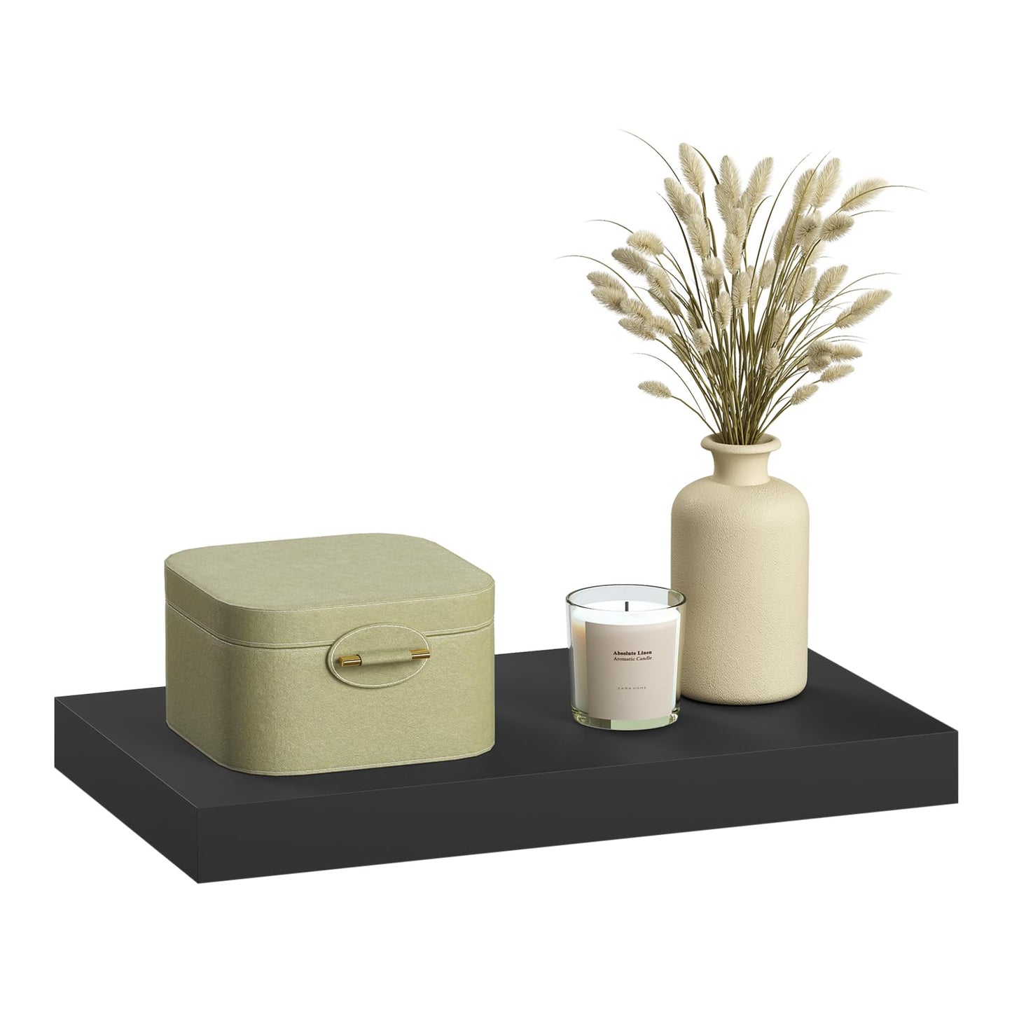 eSituro SWS0260 schwebendes Wandregal - Wandregal - schwarz matt MDF - 40 x 23 x 3,8 cm - Belastbarkeit 10 kg