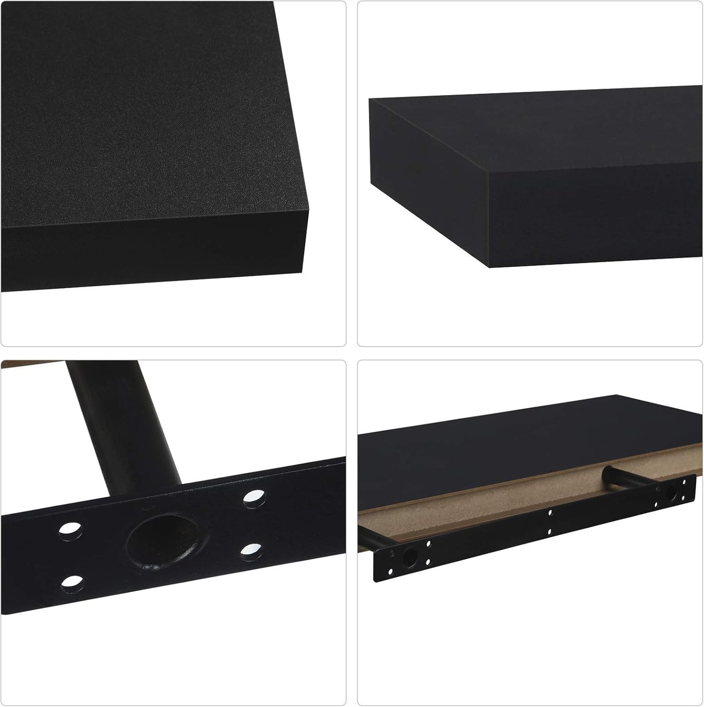 eSituro SWS0260 schwebendes Wandregal - Wandregal - schwarz matt MDF - 40 x 23 x 3,8 cm - Belastbarkeit 10 kg