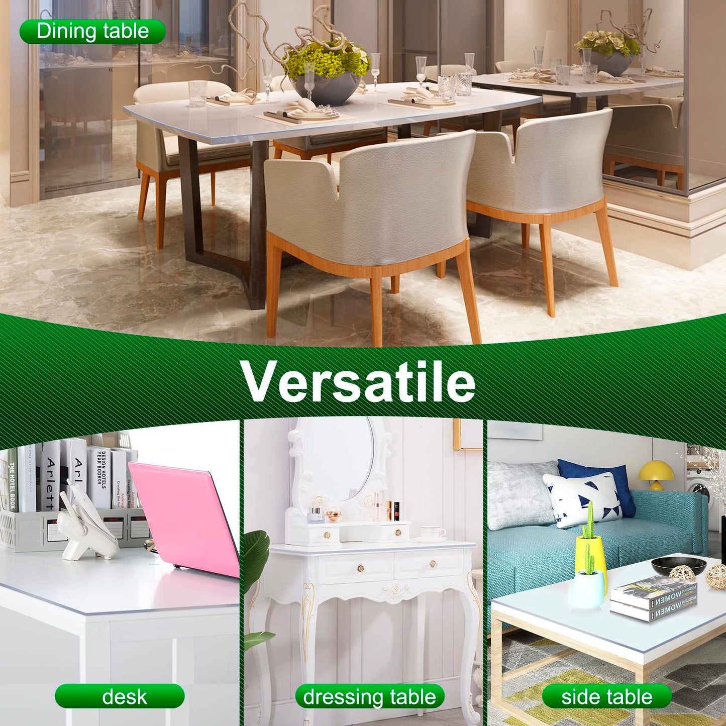 WOLTU Tischschutzfolie aus transparentem PVC - 2 mm stark - 90 x 140 cm rechteckig