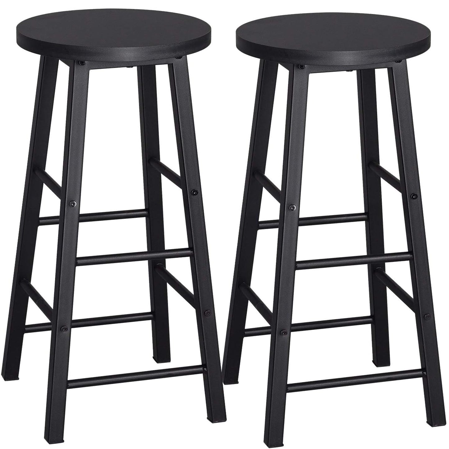 WOLTU BH130sz-2 - Set aus 2 Barhockern - Schwarz - 71 cm Sitzhöhe mit Fußstütze