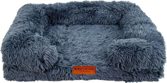By Cee Cee Orthopädischer Hundekorb - Orthopädisches Hundekissen - Royal Collection Hundebett - Flauschig - Dunkelgrau - M - 80x55x17