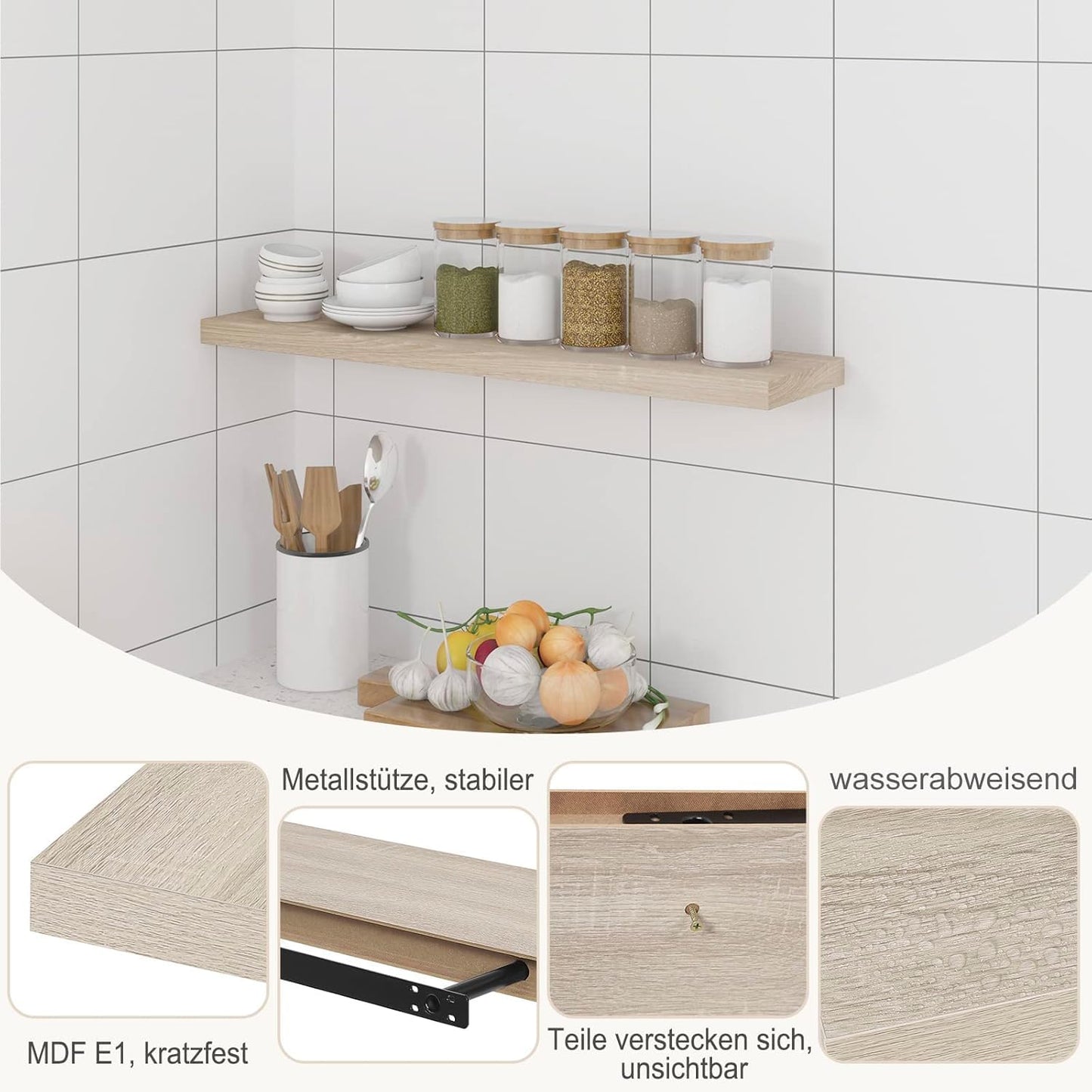 EUGAD Wandregal - Wandregal - 100 cm - Sonoma Eiche - MDF mit PVC