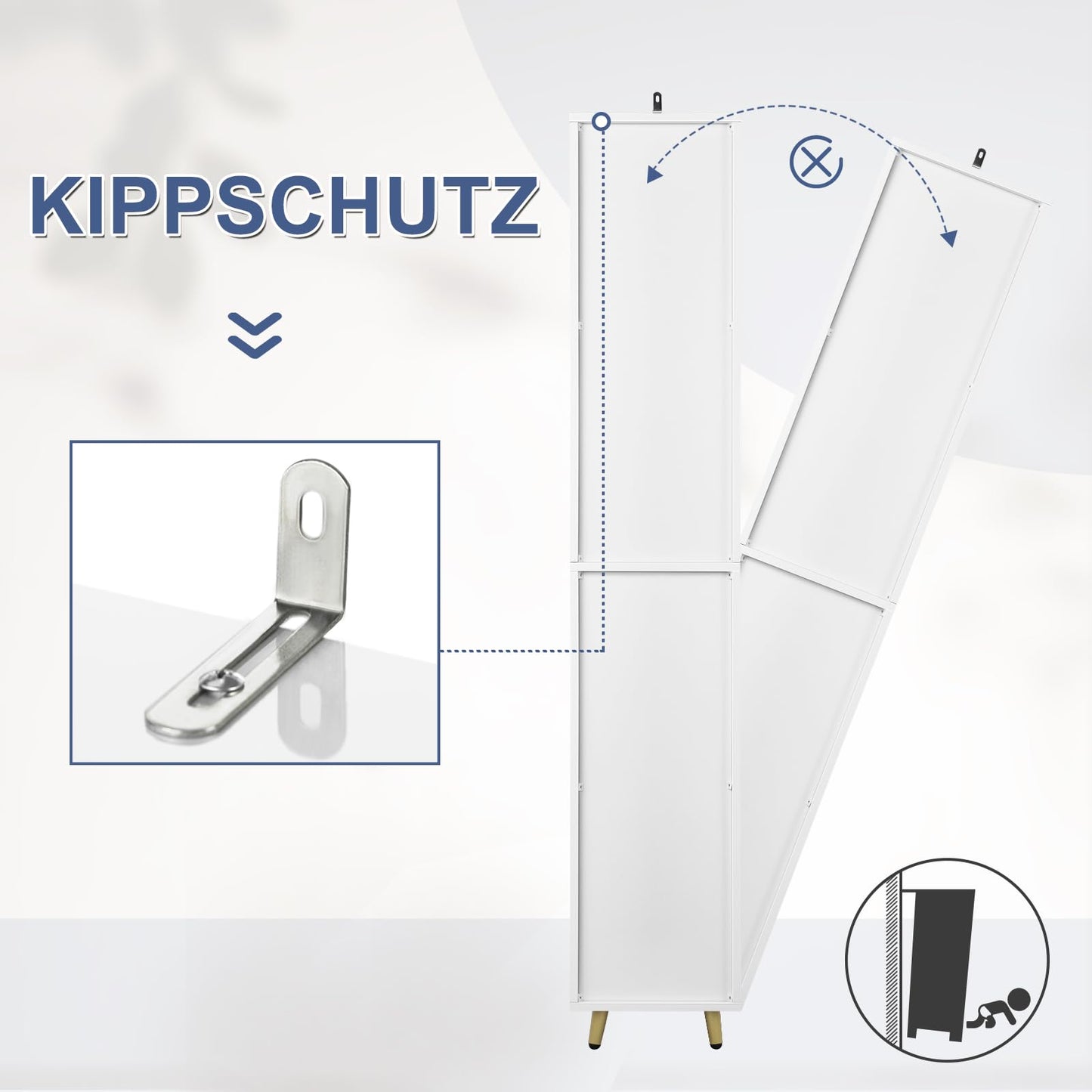 EUGAD Badezimmer Hochschrank - Hochglanz weiß - freistehend - 30 x 160 x 28,5 cm