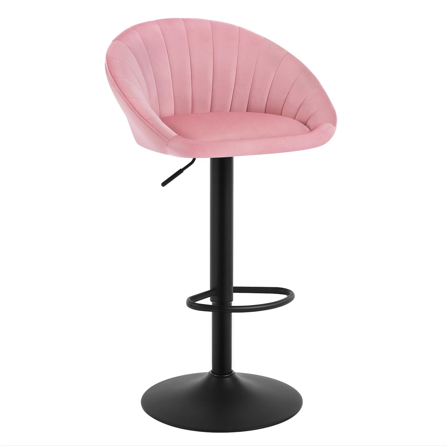 WOLTU BH428rs-1 Barhocker – höhenverstellbar und drehbar – rosa Samt – mit Rückenlehne – max. 150 kg