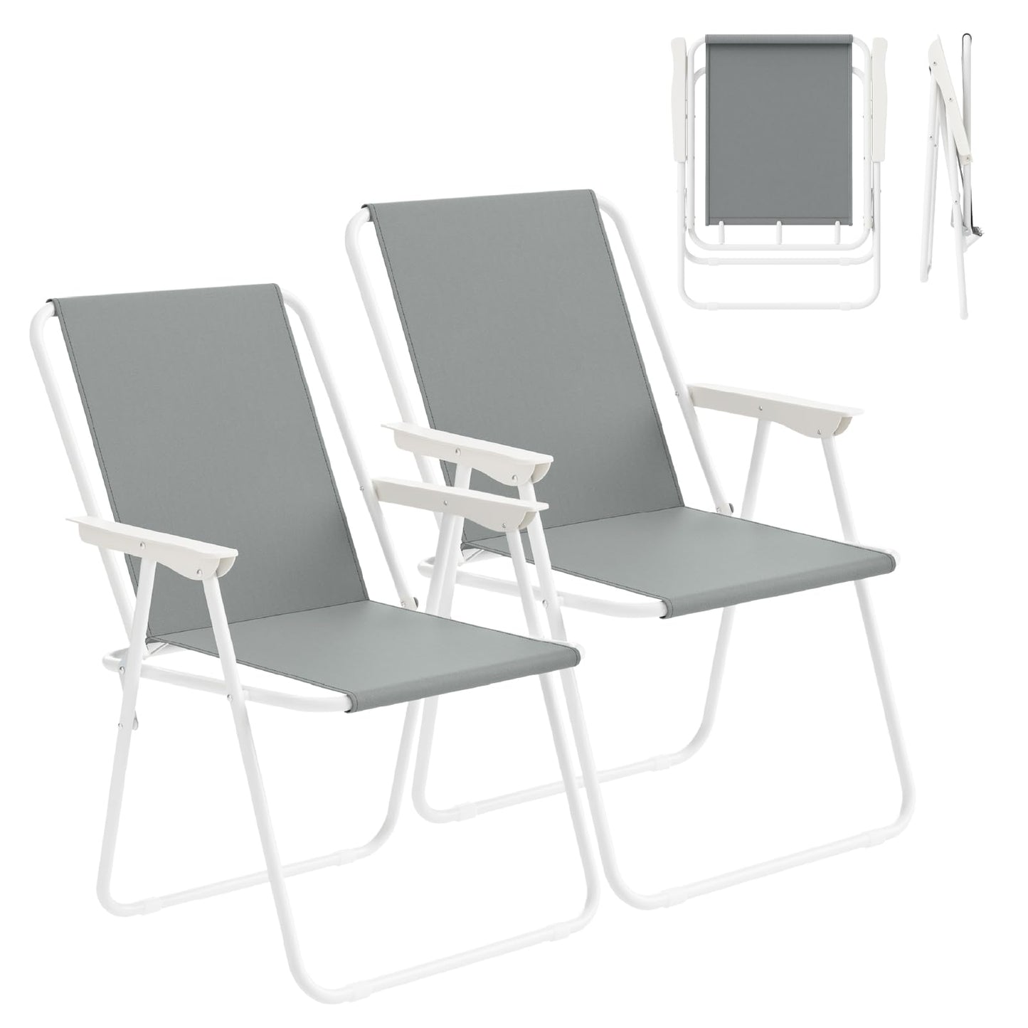 WOLTU Campingstuhl-Set (2er-Set) – klappbare, leichte Faltstühle – 600D Oxford – schwarz und dunkelgrau – max. 100 kg
