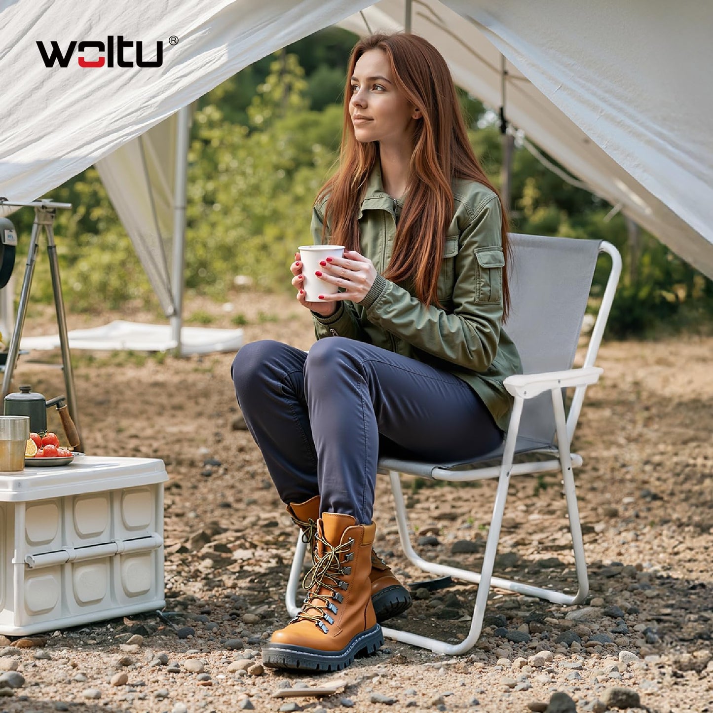 WOLTU Campingstuhl-Set (2er-Set) – klappbare, leichte Faltstühle – 600D Oxford – schwarz und dunkelgrau – max. 100 kg