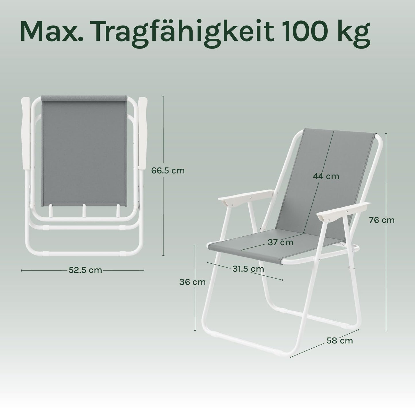 WOLTU Campingstuhl-Set (2er-Set) – klappbare, leichte Faltstühle – 600D Oxford – schwarz und dunkelgrau – max. 100 kg