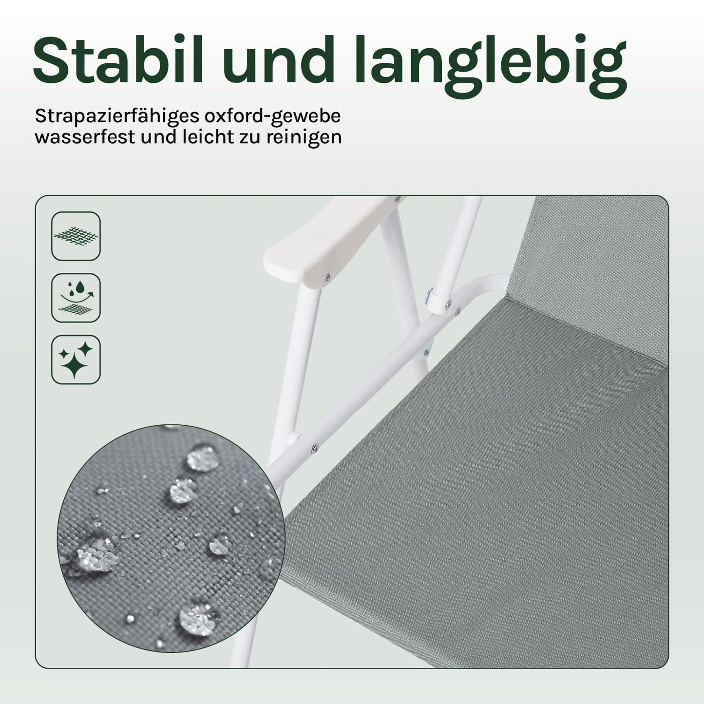 WOLTU Campingstuhl-Set (2er-Set) – klappbare, leichte Faltstühle – 600D Oxford – schwarz und dunkelgrau – max. 100 kg