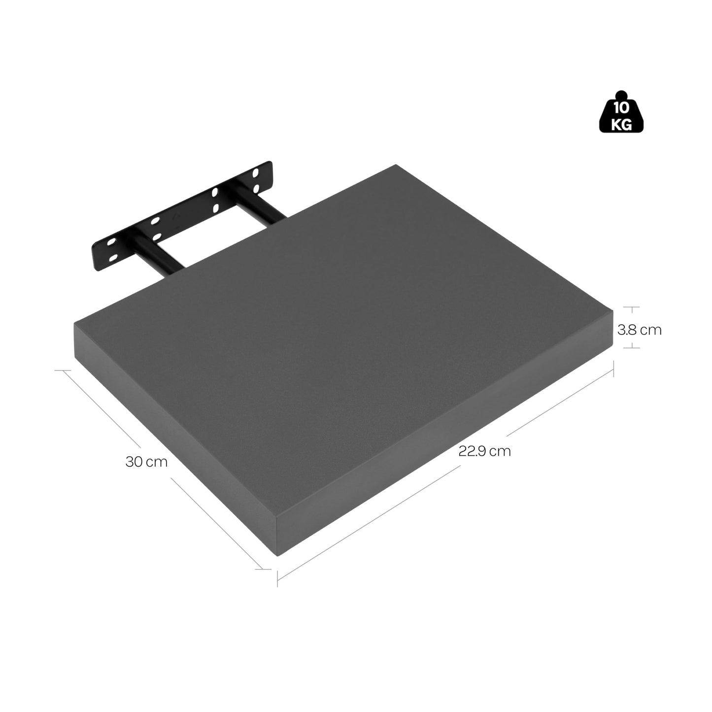 Woltu Wandregal – 30 x 22,9 x 3,8 cm – MDF – 1 Ebene – 10 kg – Grau