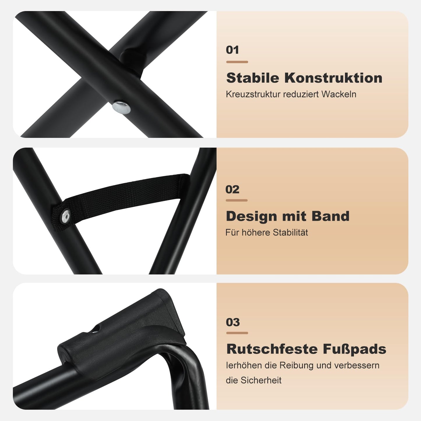 Esituro Campingtisch – Zusammenklappbar – Tragbar – Für den Außenbereich – 40,5 x 40,5 x 50 cm – Schwarz