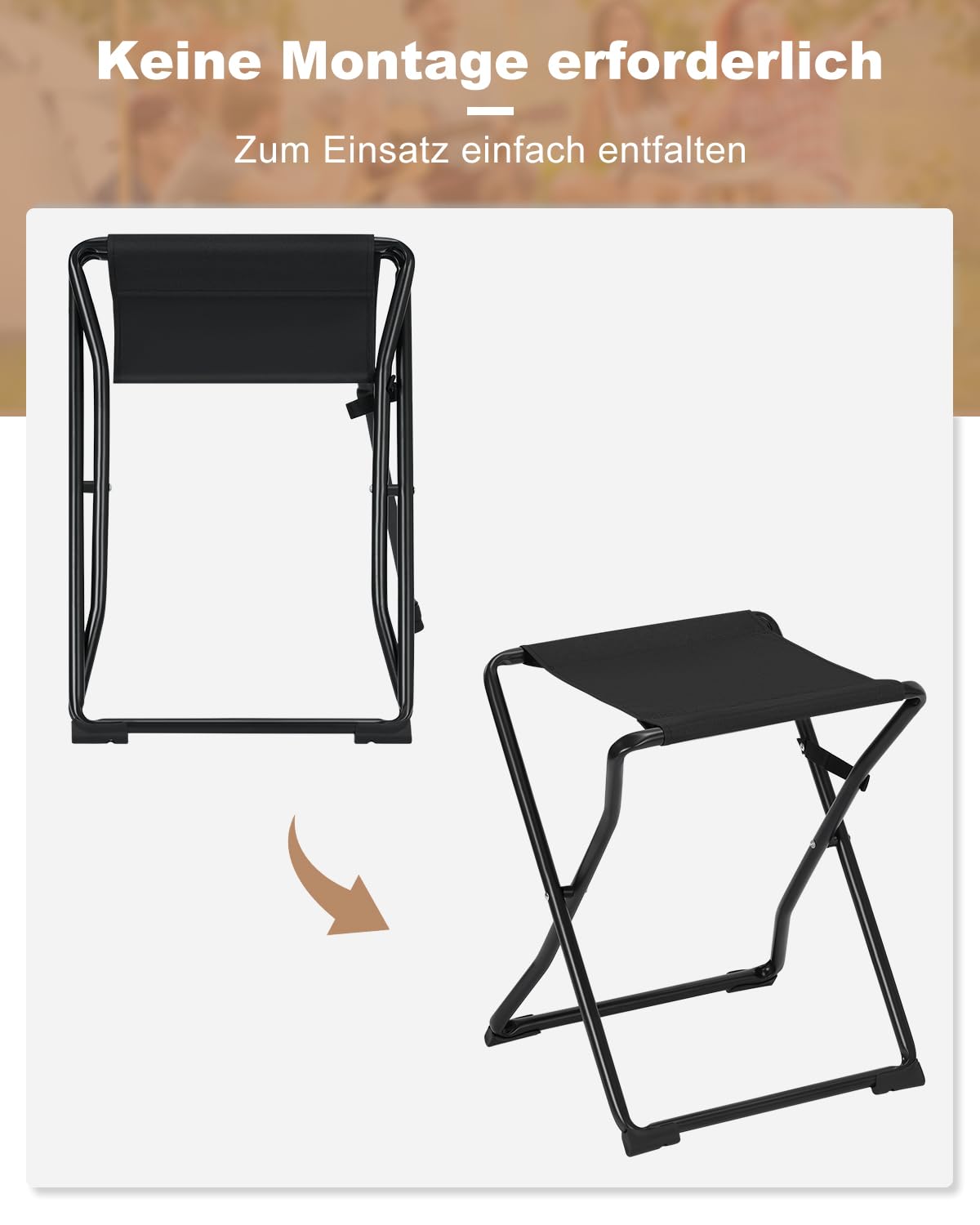 Esituro Campingtisch – Zusammenklappbar – Tragbar – Für den Außenbereich – 40,5 x 40,5 x 50 cm – Schwarz