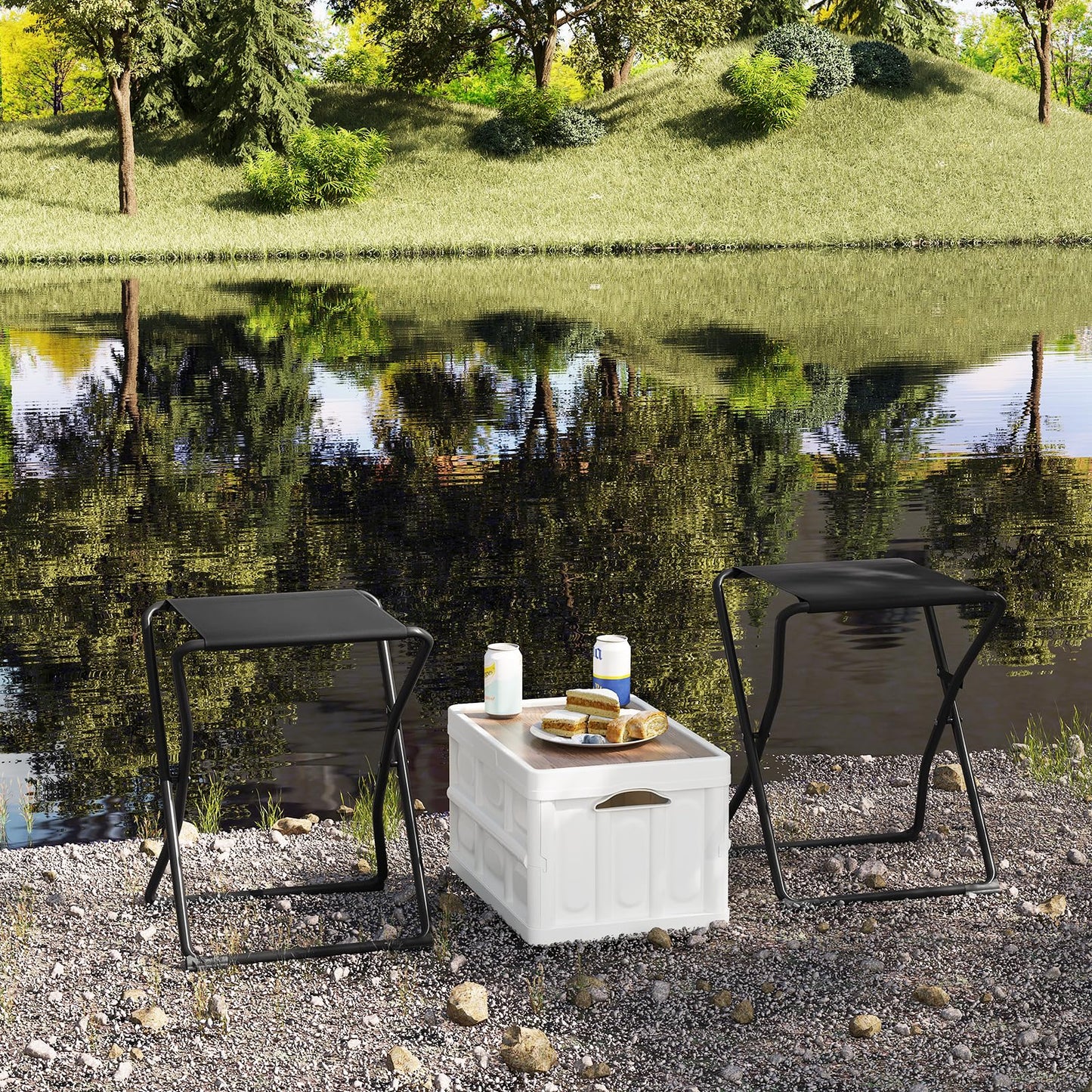 Esituro Campingtisch – Zusammenklappbar – Tragbar – Für den Außenbereich – 40,5 x 40,5 x 50 cm – Schwarz