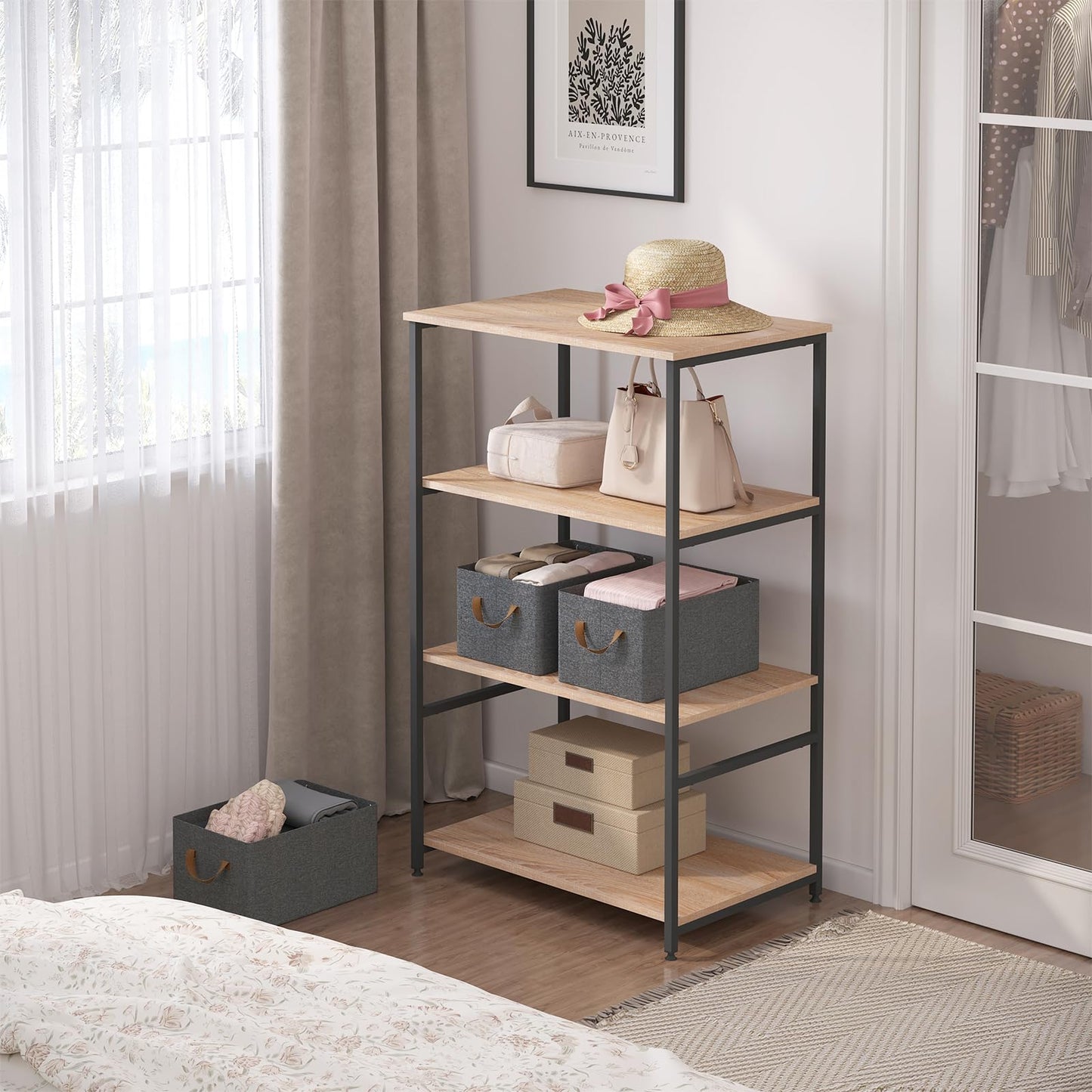 WOLTU Aufbewahrungsboxen, 3er-Set – Polyestergewebe – zusammenklappbar mit Griffen – grau – 37,5 x 20 x 26 cm