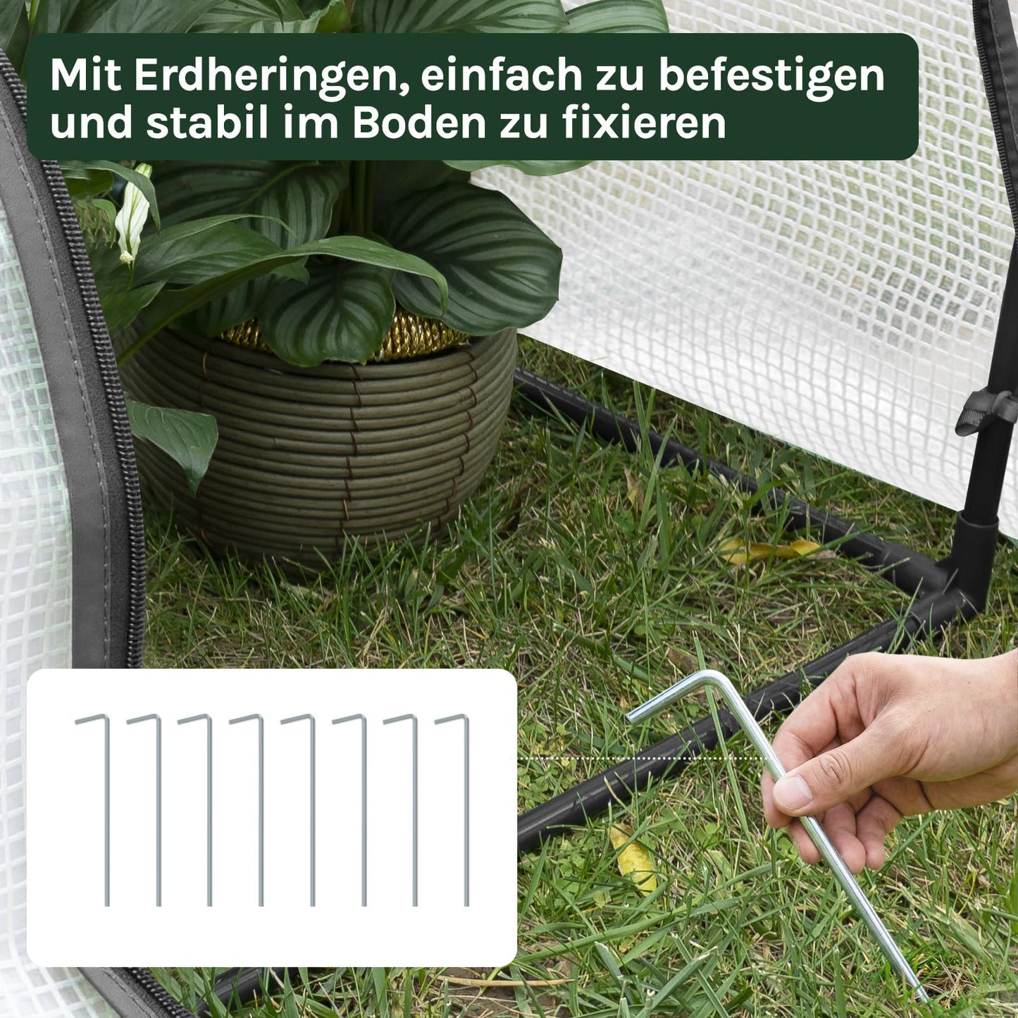 WOLTU Tomatengewächshaus – Mini-Gewächshaus für Garten und Balkon – wasserdicht mit UV-beständiger PE-Netzfolie – 130 x 60 x 50 cm – weiß