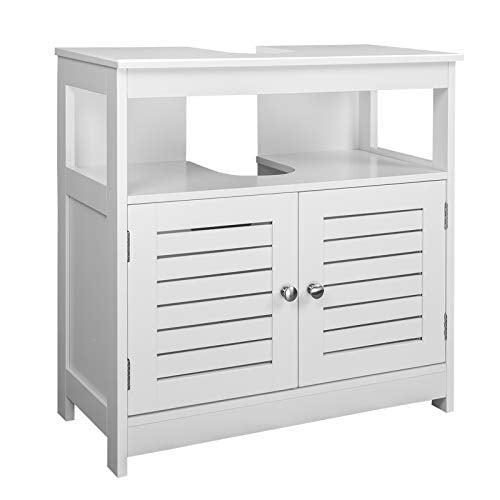 eSituro SBP0023 Waschtischunterschrank – 2 Türen – MDF weiß – 60 x 60 x 30 cm – Landhausstil
