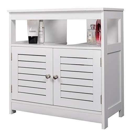 eSituro SBP0023 Waschtischunterschrank – 2 Türen – MDF weiß – 60 x 60 x 30 cm – Landhausstil