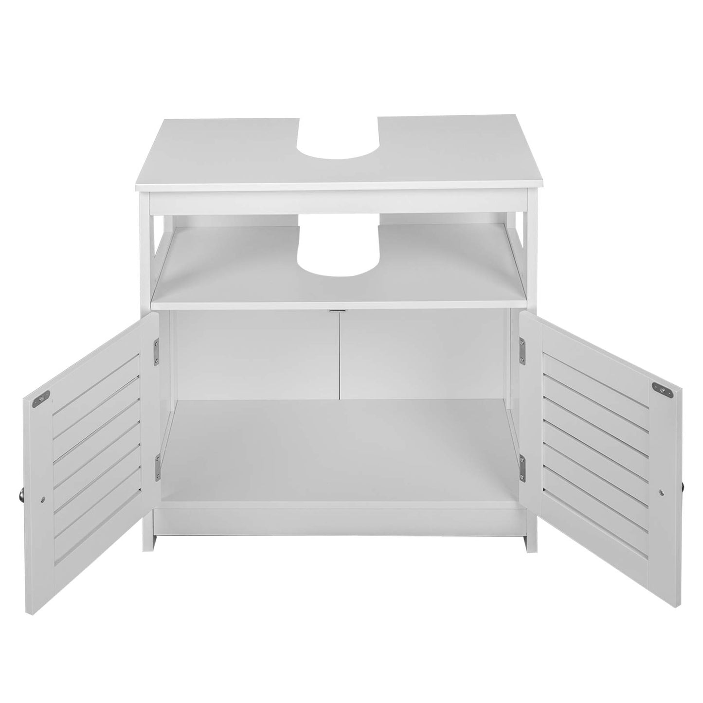 eSituro SBP0023 Waschtischunterschrank – 2 Türen – MDF weiß – 60 x 60 x 30 cm – Landhausstil