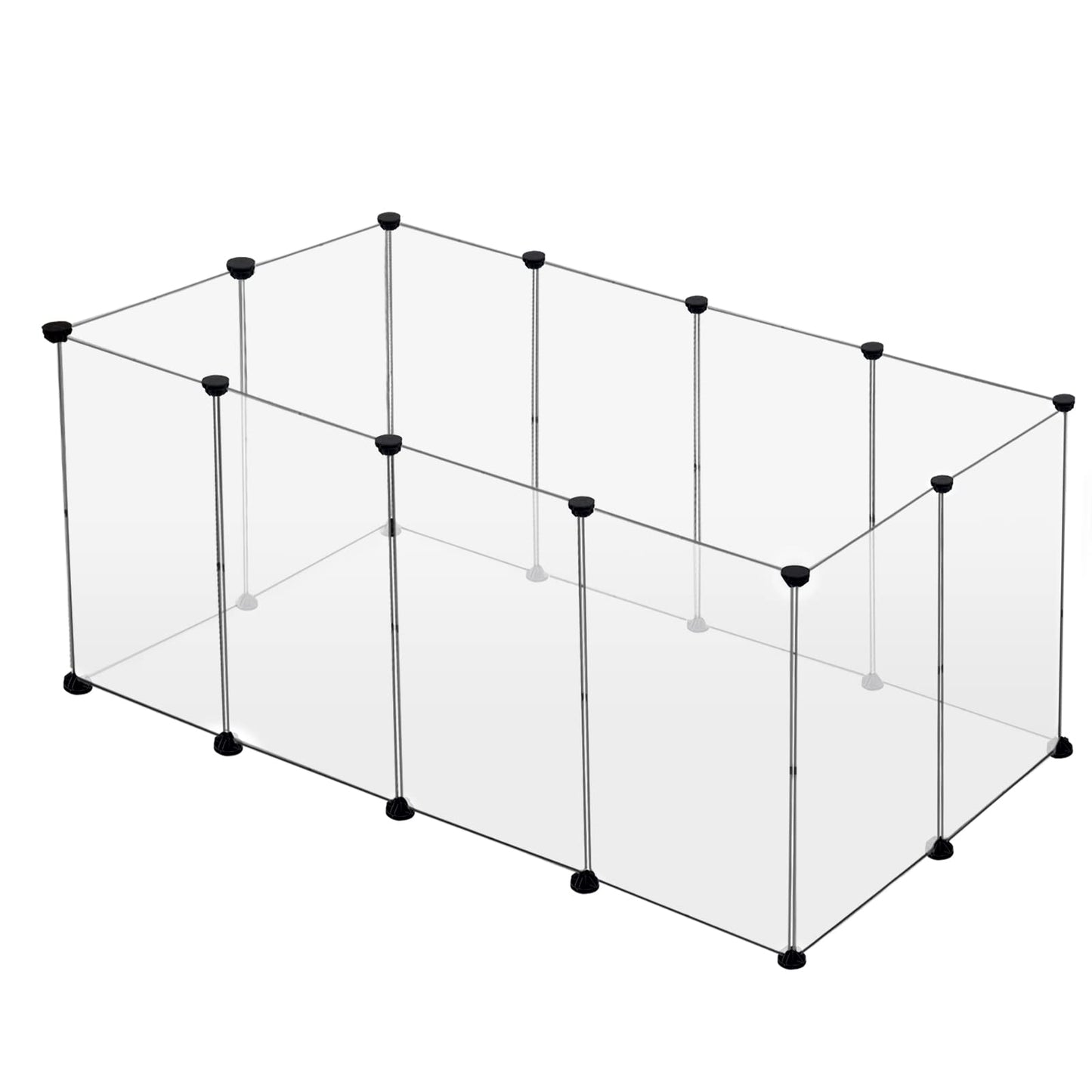 EUGAD Transparenter Tierauslauf 200 x 100 x 70 cm – erweiterbarer, modularer Kunststoffzaun für Kaninchen und Meerschweinchen