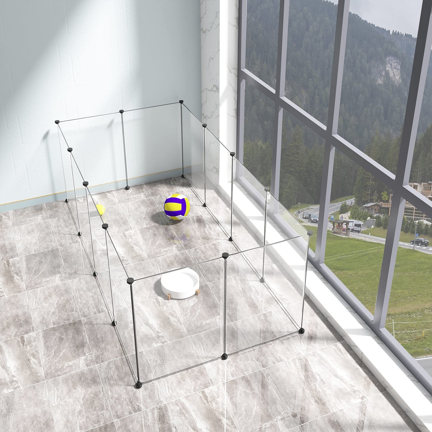 EUGAD Transparenter Tierauslauf 200 x 100 x 70 cm – erweiterbarer, modularer Kunststoffzaun für Kaninchen und Meerschweinchen