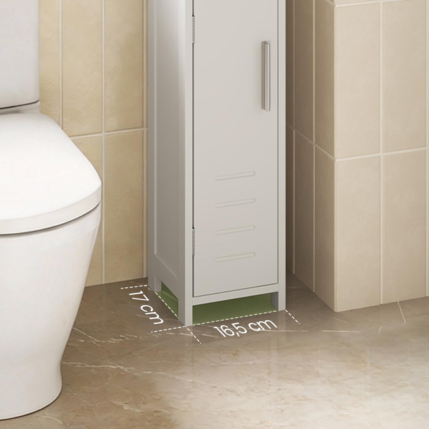 EUGAD 0229WY Toilettenschrank, Badezimmerschrank – schmal, weiß – verstellbares Regal und Toilettenpapierhalter