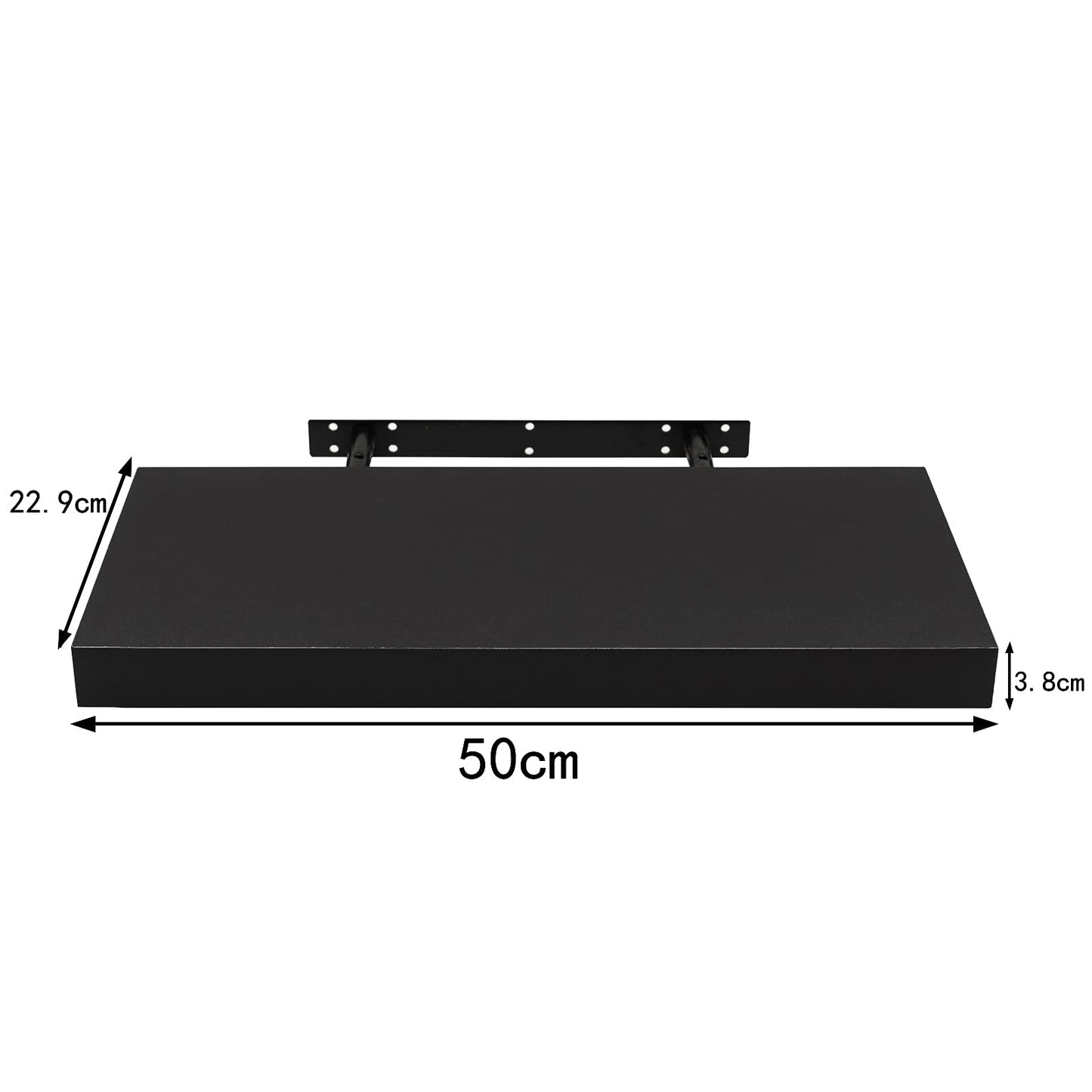 WOLTU RG9368sz – Wandregal – MDF – Schwarz – 50 x 22,9 x 3,8 cm