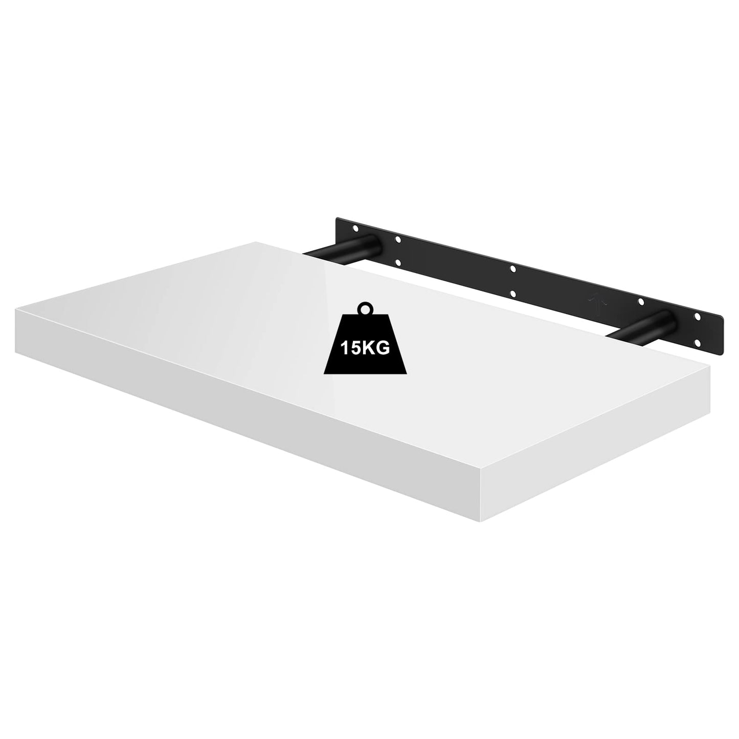 WOLTU RG9477ws Wandregal – Hochglanzweiß – 50 x 22,9 x 3,8 cm – Wandregal aus Holz