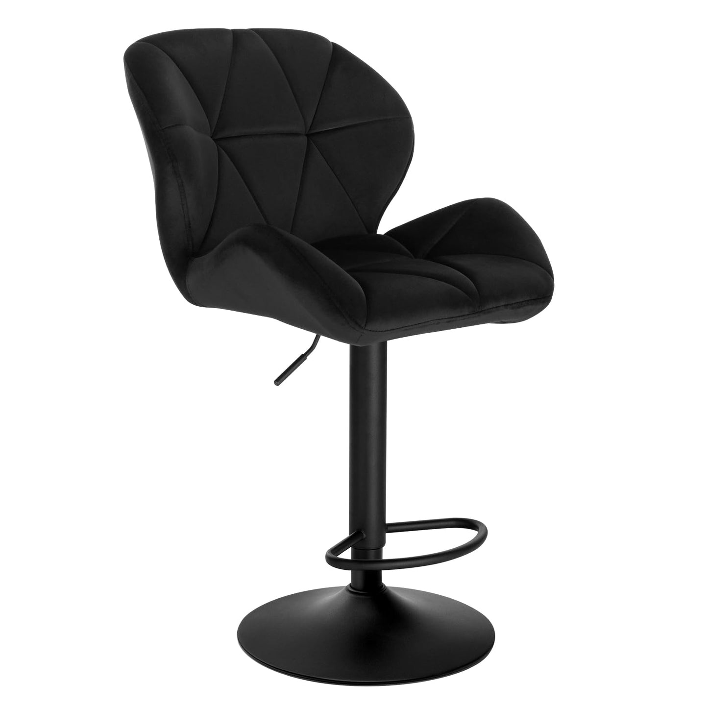 Woltu Barhocker – Rückenlehne – Verstellbar – Drehbar – Samt – Metall – Schwarz
