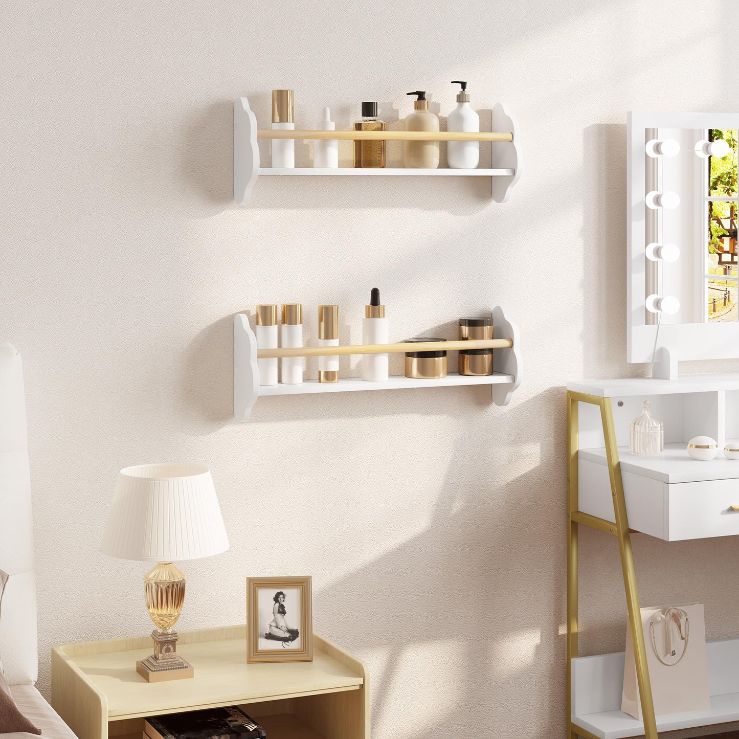 Woltu Wandbücherschrank – Wolk-Serie – 3-teilig – Für Kinder – MDF und Kiefer – Weiß
