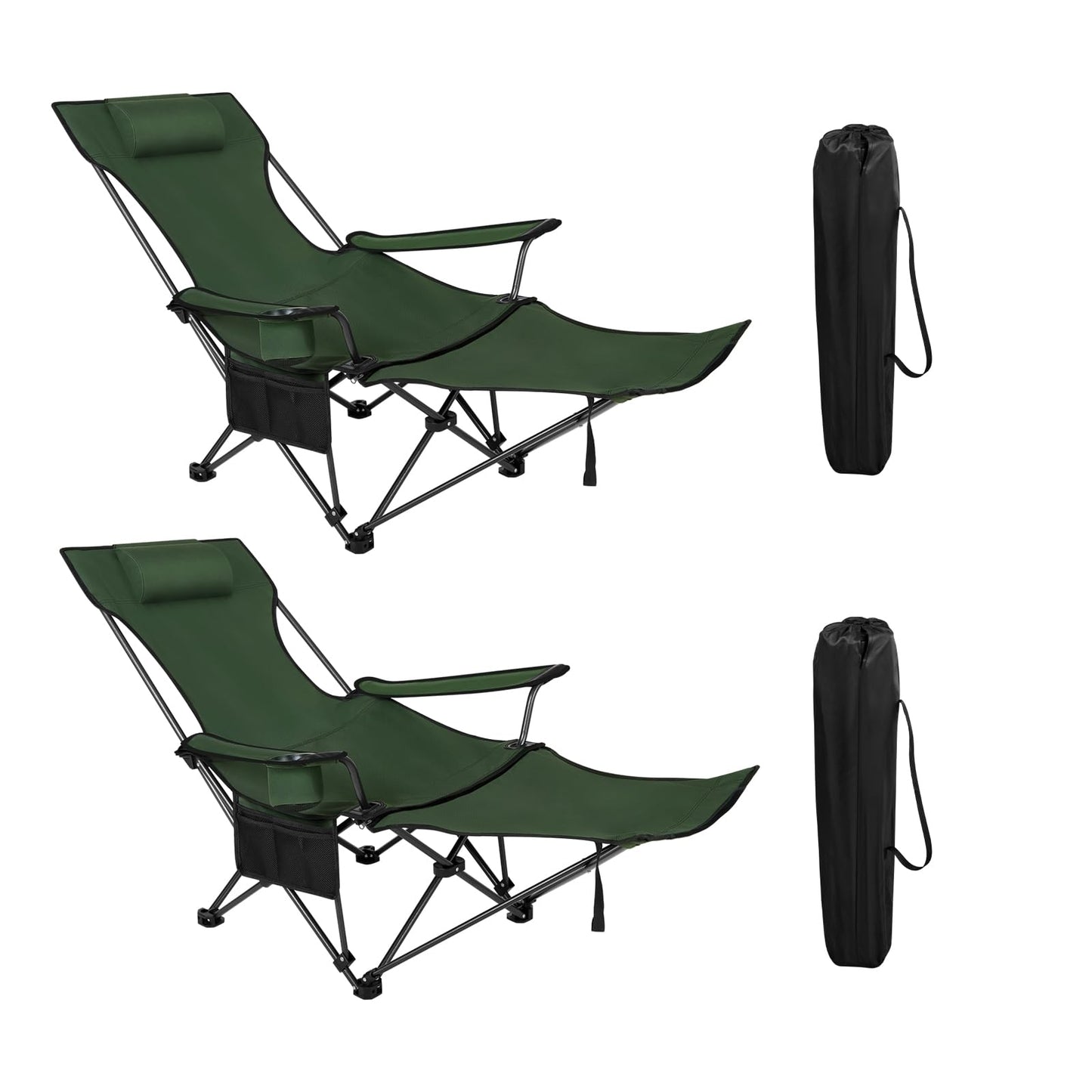 Woltu Campingstuhl – 2er-Set – zusammenklappbar – Fußstütze – 600D Oxford – Blau