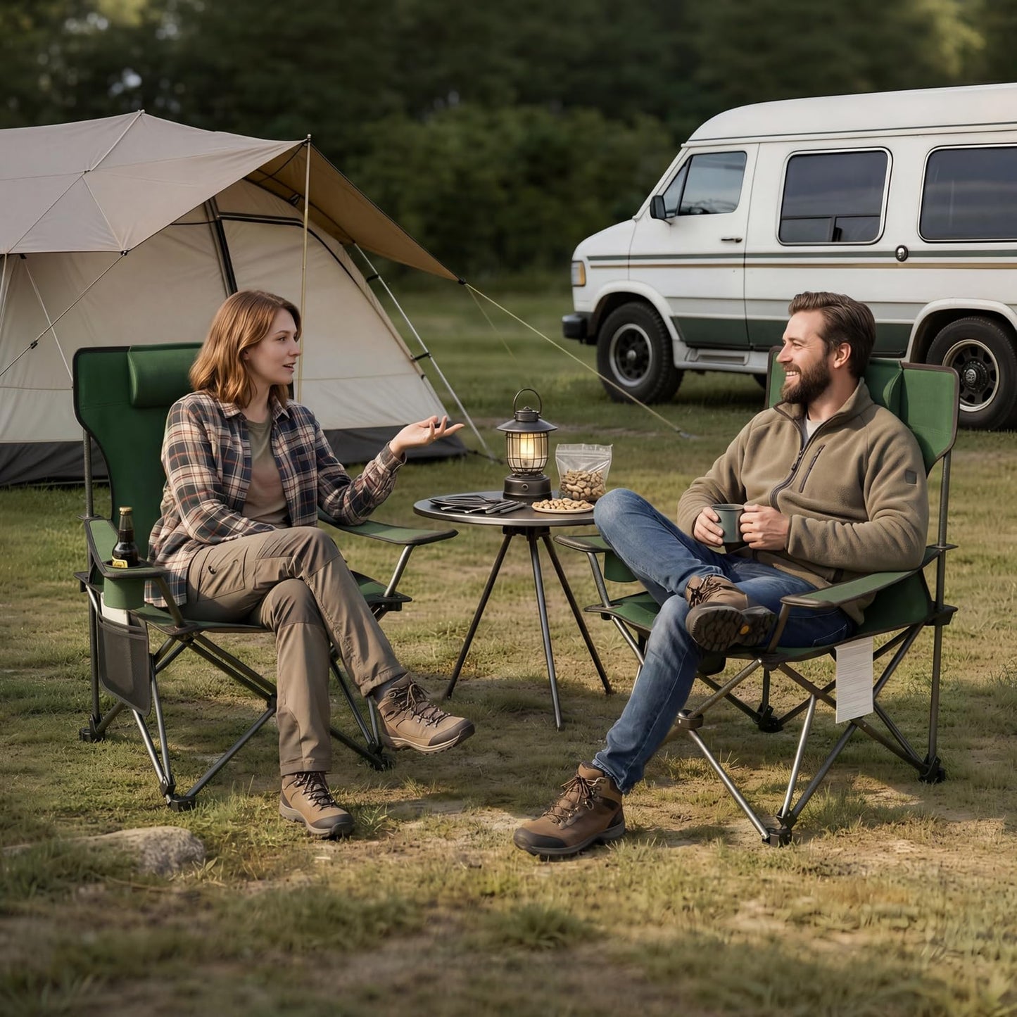 Woltu Campingstuhl – 2er-Set – zusammenklappbar – Fußstütze – 600D Oxford – Blau