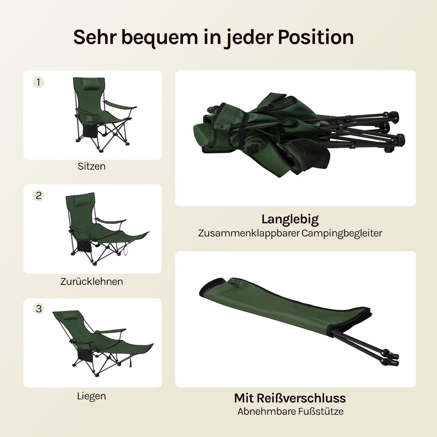 Woltu Campingstuhl – 2er-Set – zusammenklappbar – Fußstütze – 600D Oxford – Blau