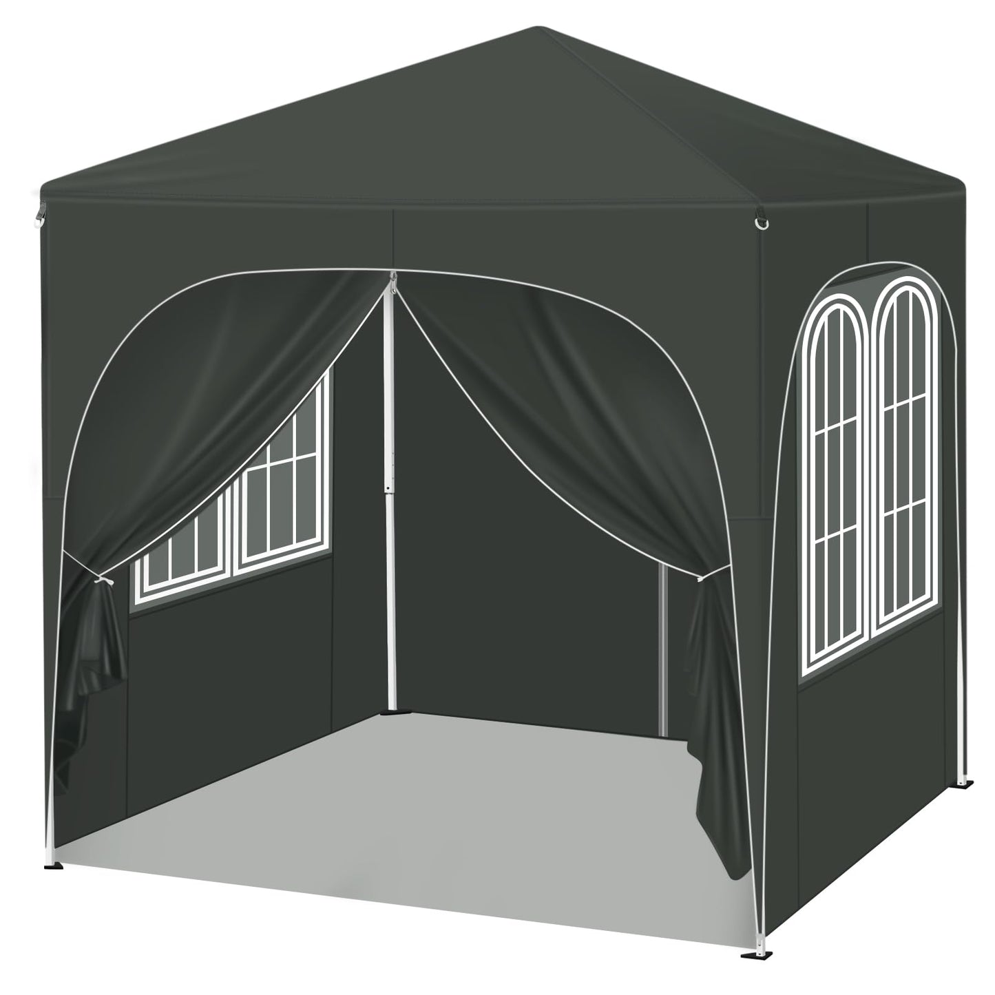 WOLTU Faltpavillon – 2 x 2 m – mit 4 abnehmbaren Wänden – Sonnenschutz UPF 50+ – grau