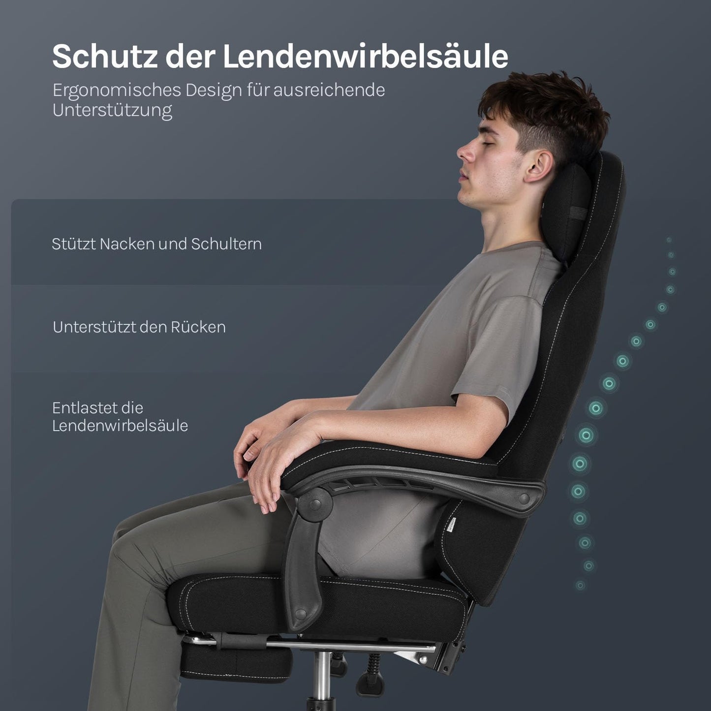 Woltu Gaming-Stuhl – Ergonomisch – Massagefunktion – Fußstütze – 150 kg – Schwarz/Weiß
