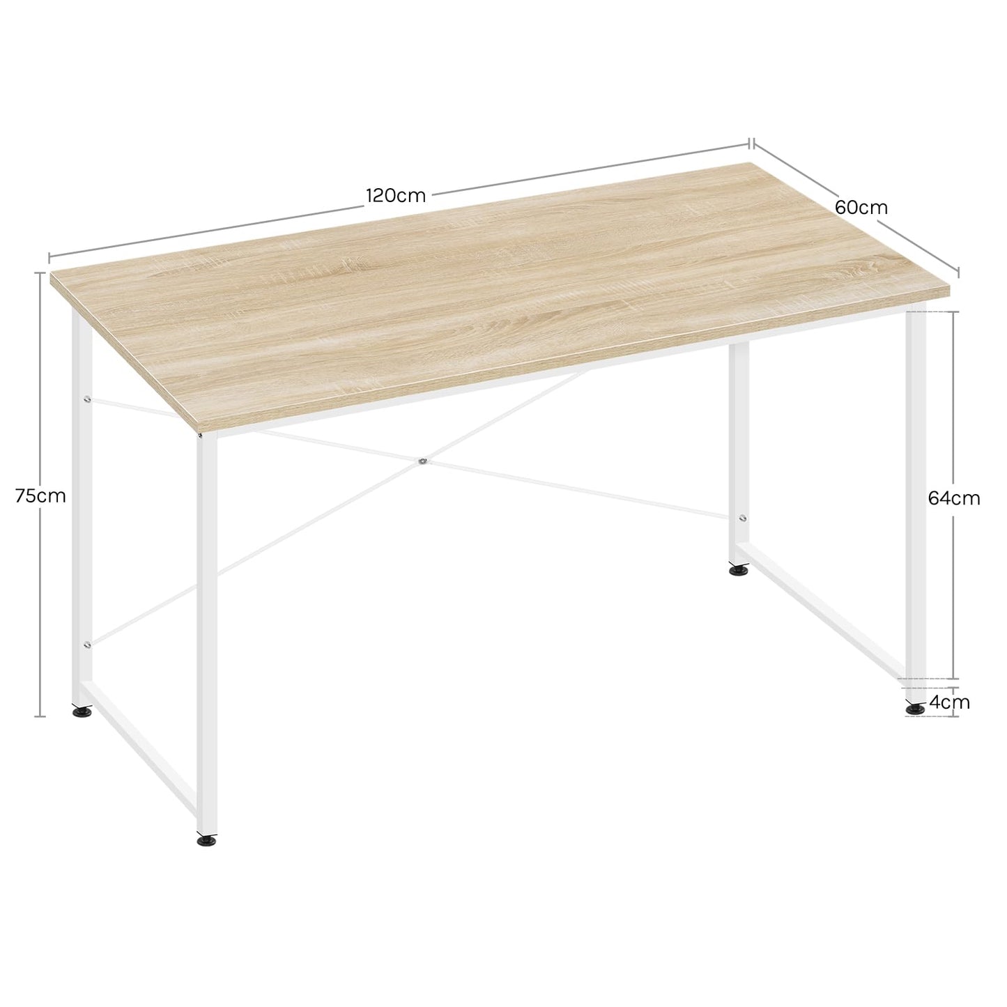 Woltu Computertisch – 100 × 75 × 50 cm – E1-Holz – Metallgestell – Helles Eichenholz