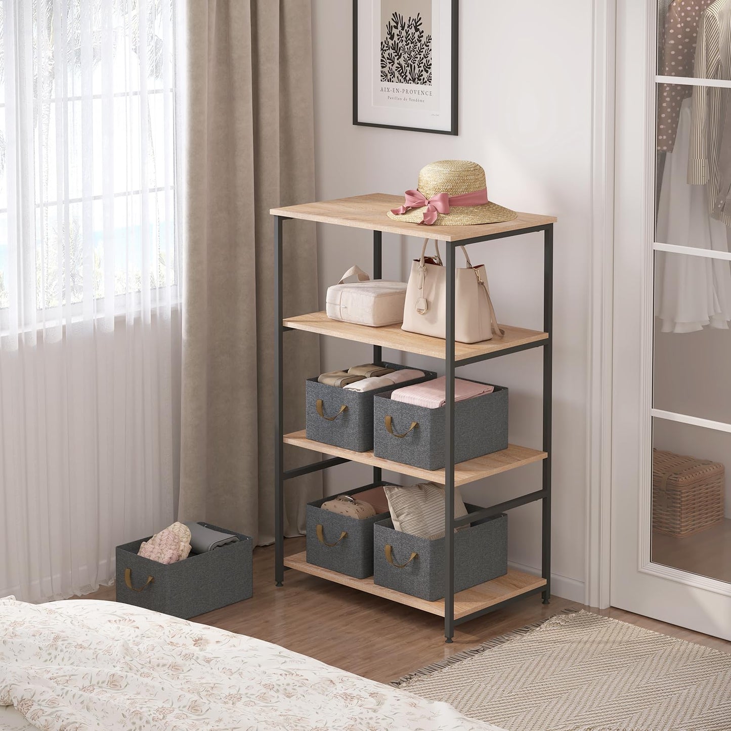 Woltu Aufbewahrungsboxen – 5er-Set – mit Griffen – zusammenklappbar – 47 x 20 x 28 cm – grau