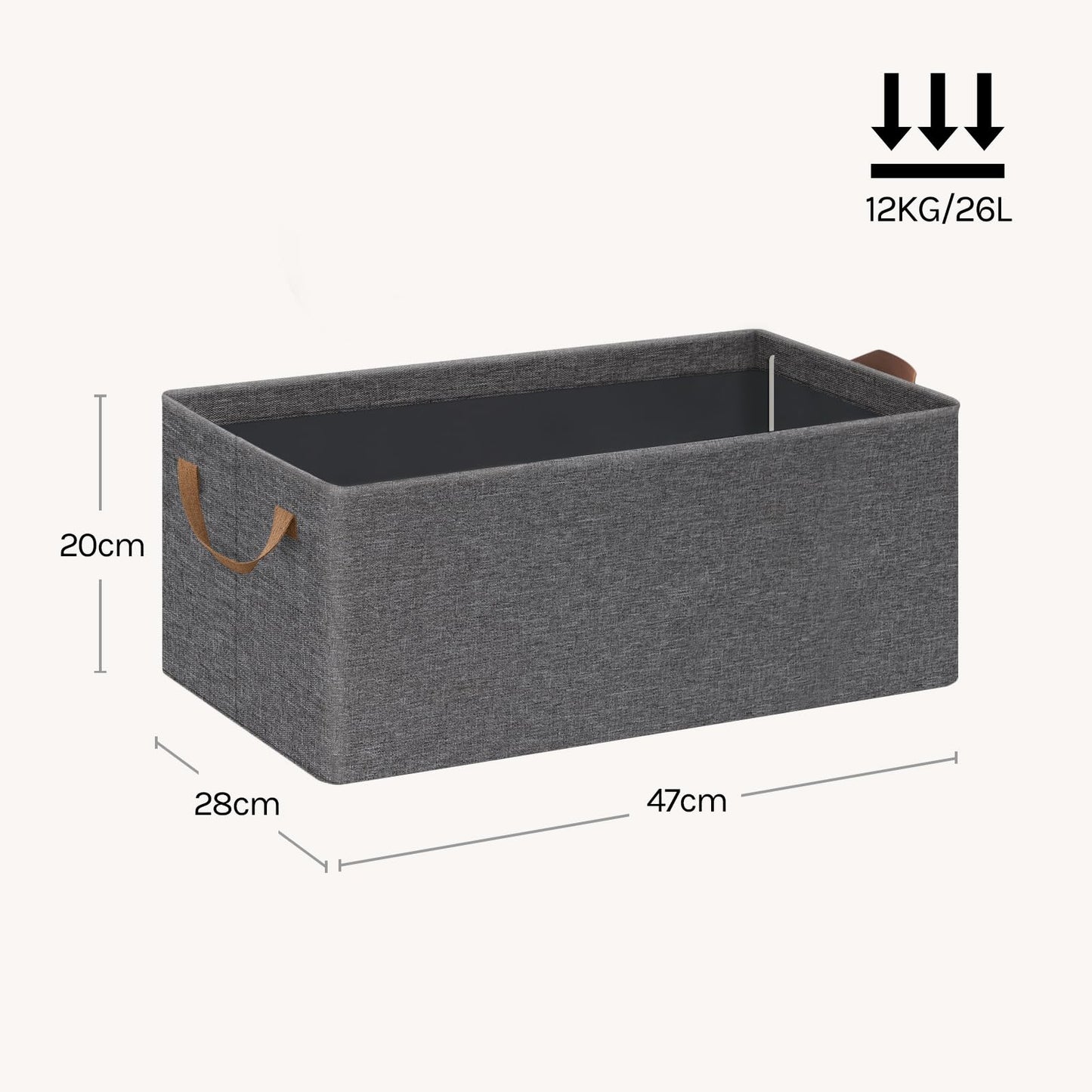 Woltu Aufbewahrungsboxen – 5er-Set – mit Griffen – zusammenklappbar – 47 x 20 x 28 cm – grau