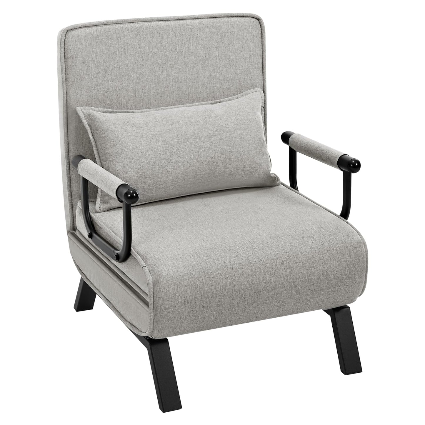 Woltu Schlafsessel – 3-in-1 – Verstellbare Rückenlehne – Leinen – 65 x 78 x 75 cm – Hellgrau