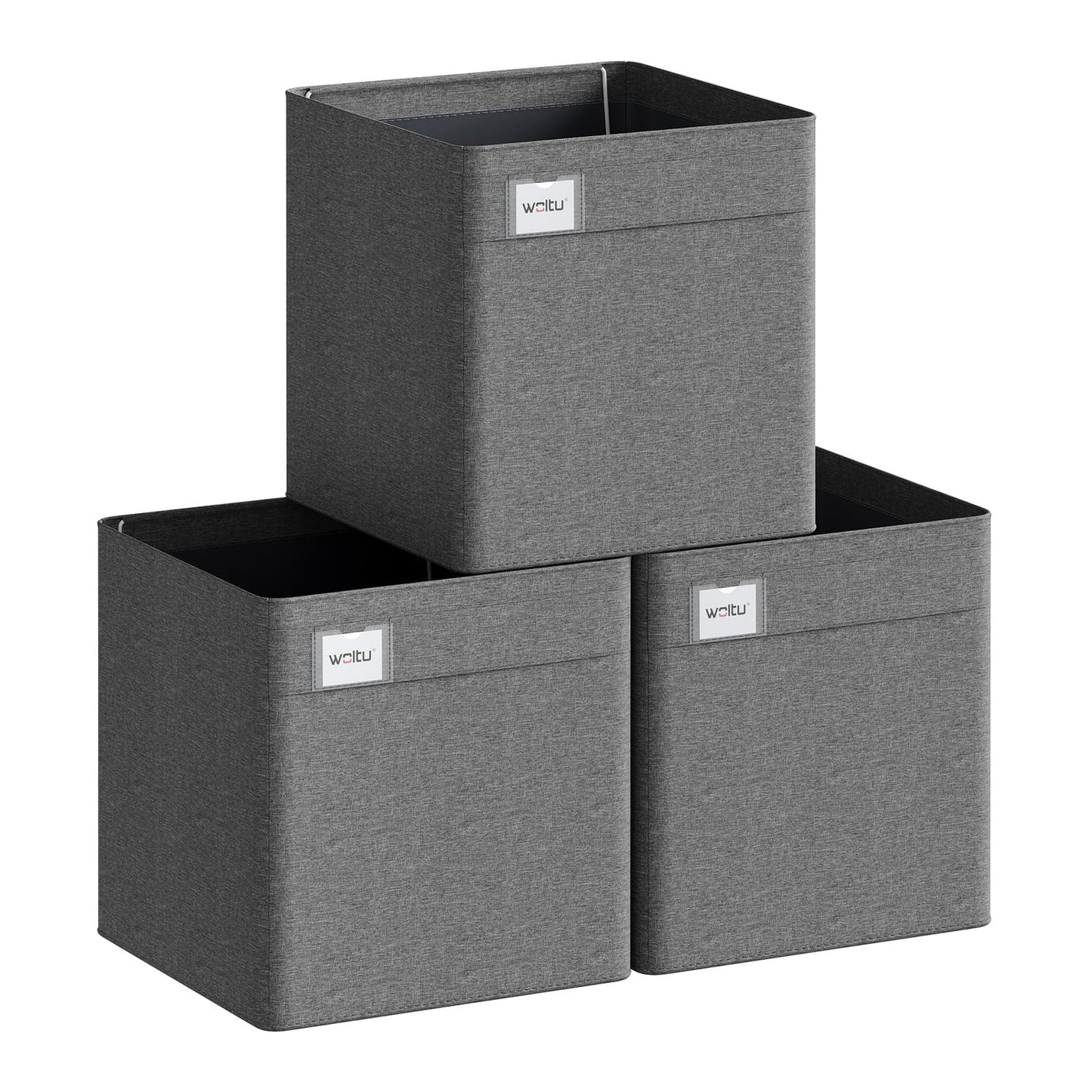 Woltu Aufbewahrungsboxen – 3 Stück – 29 x 29 x 29 cm – zusammenklappbar – Dunkelgrau
