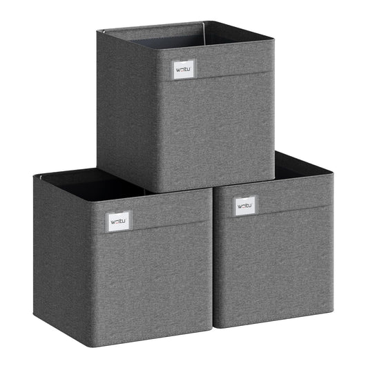 Woltu Aufbewahrungsboxen – 3 Stück – 29 x 29 x 29 cm – zusammenklappbar – Dunkelgrau