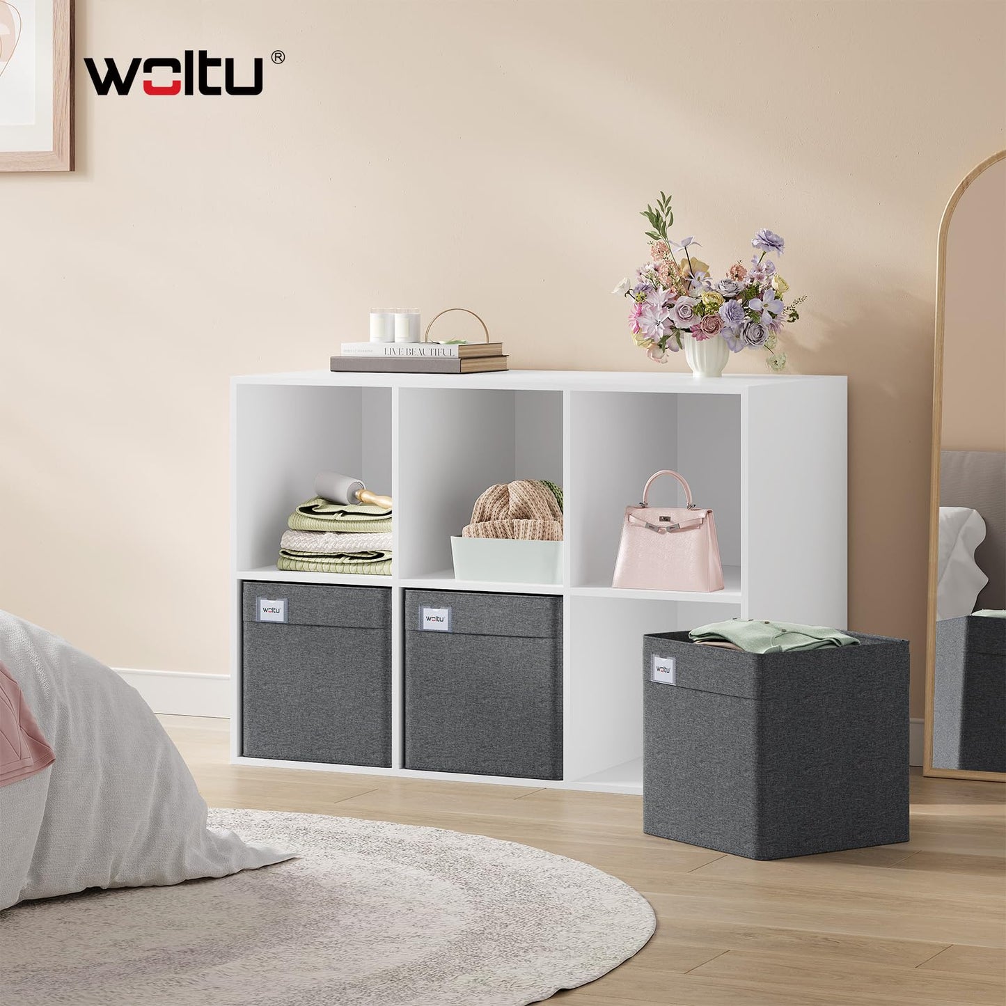 Woltu Aufbewahrungsboxen – 3 Stück – 29 x 29 x 29 cm – zusammenklappbar – Dunkelgrau