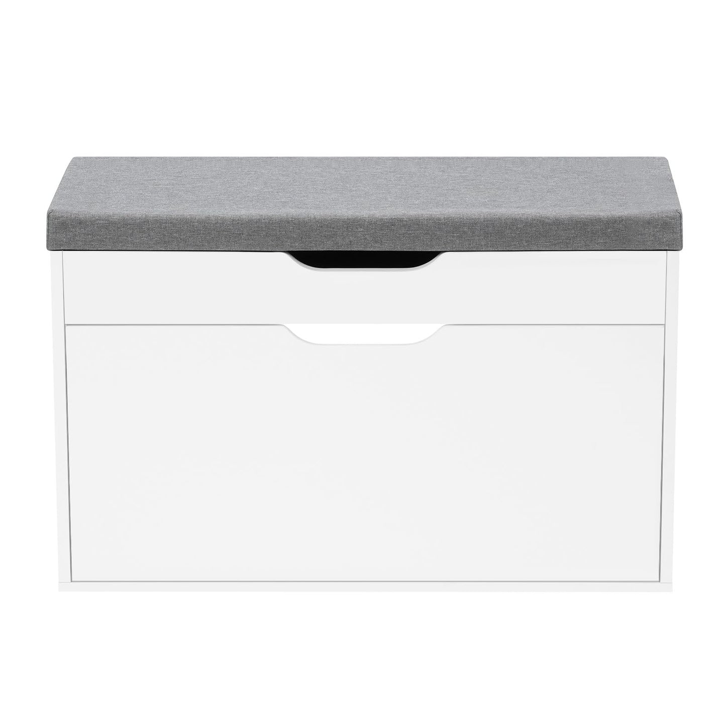 Woltu Schuhbank – 80 x 51 x 30 cm – 2 Ebenen – Sitzkissen – Weiß/Hellgrau