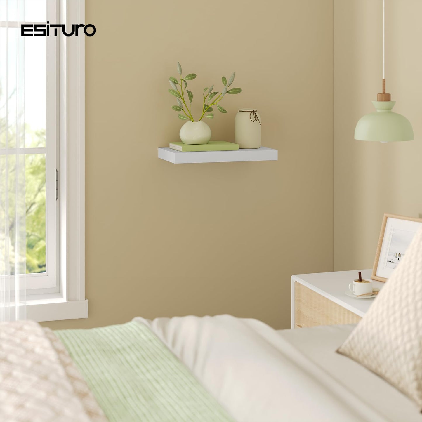 Esituro Wandregal – 30 x 3,8 x 22,9 cm – Wandmontage – MDF – Weiß