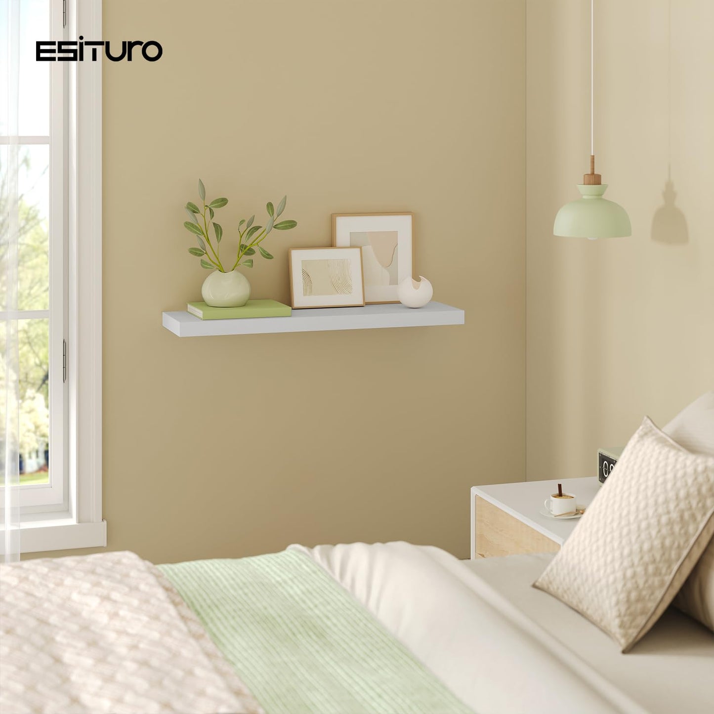 Esituro Wandregal – 70 x 23 x 3,8 cm – Wandmontage – Holz – Weiß
